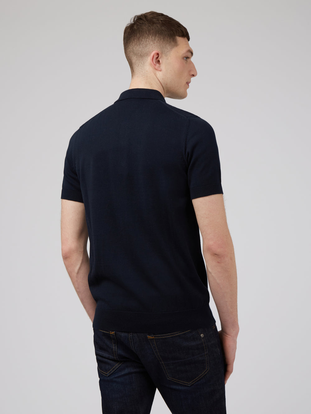 Pull à Col Polo Ben Sherman Signature Bleu Marine | OAU-65073489